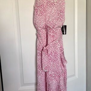 Express Pink Asymmetrical Polka Dot Dress